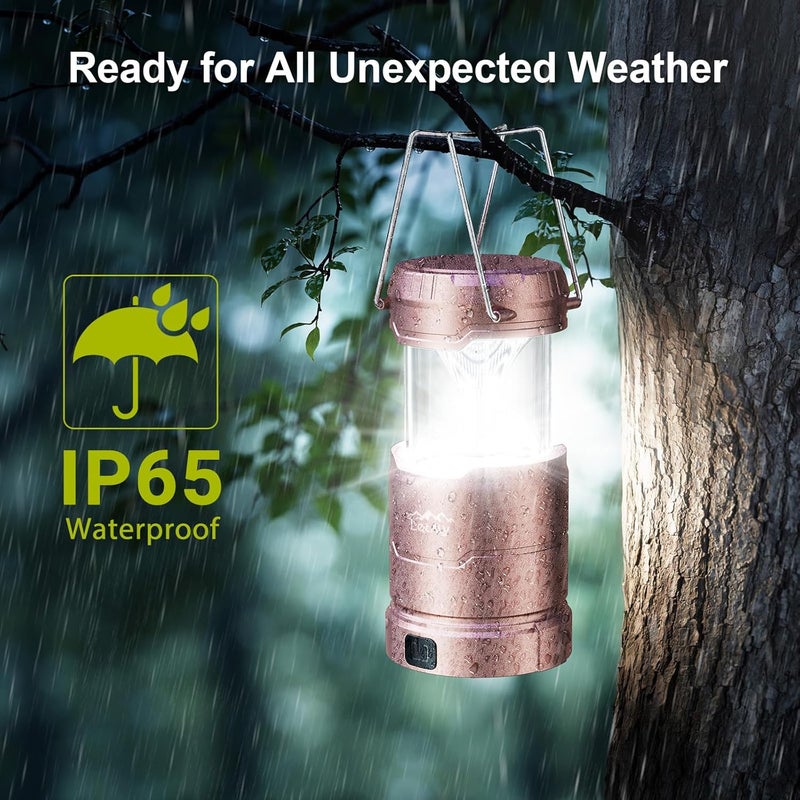 LET MY LED Camping Lantern for Power Outages, 3 Color Modes & Dimmable Battery Powered Lantern, IP65 Waterproof & Collapsible, Lanterns Flashlight Survival Kits for Emergency Hurricane Hiking, 4 Pack - Image 4